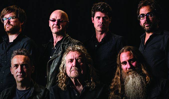 Robert Plant (bottom row, middle) and The Sensational Space Shifters, which also includes Justin Adams, John Baggott, Juldeh Camara, Billy Fuller, Dave Smith and Liam “Skin” Tyson, will perform June 27 at Marymoor Park. Promotional photo