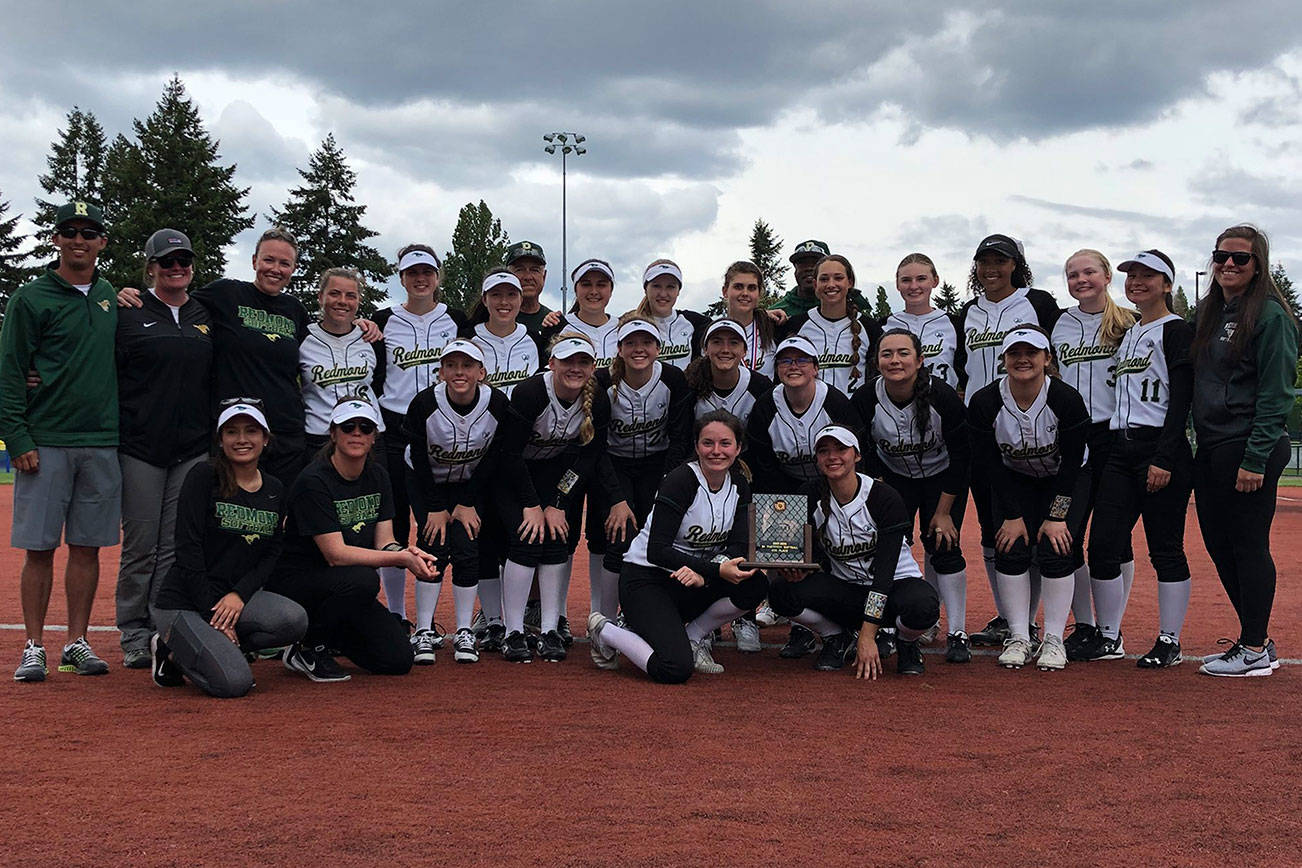 The Redmond Mustangs girls softball team captured fourth place at the Class 3A state tournament on May 26 at the Regional Athletic Complex in Lacey. Photo courtesy of the Redmond Mustangs softball program