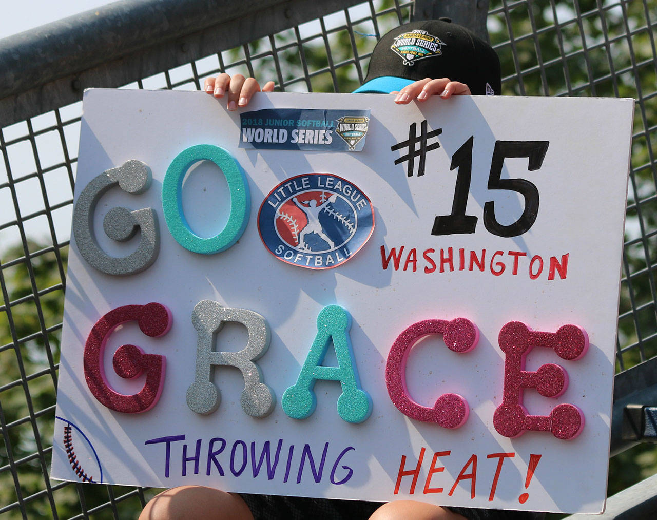 A special sign for Grace Haegele in the grandstand. Andy Nystrom / staff photo