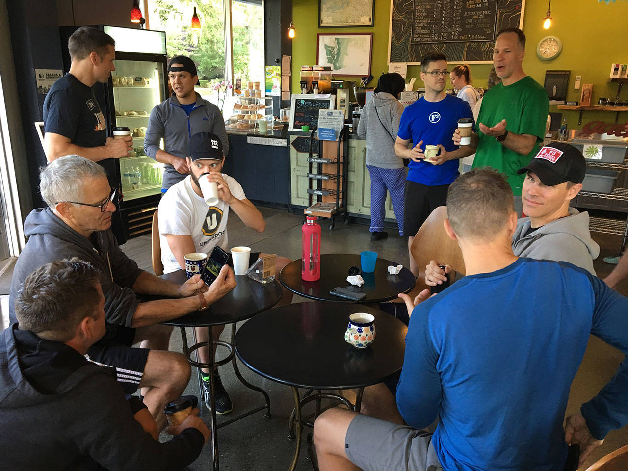 F3 members often meet for coffee after workouts as part of the community-building aspect of the group. Photo Courtesy of Brian “Dilfer” Gawthrop