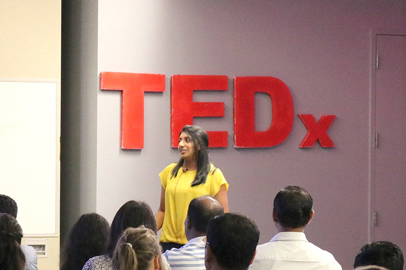 Shravya Kakulmarri shares about her experiences at the Hospital de Câncer de Barretos in Brazil and her goal to help decrease diabetes in Hispanic and Latino populations in Brownsville, Texas. Stephanie Quiroz/staff photo.