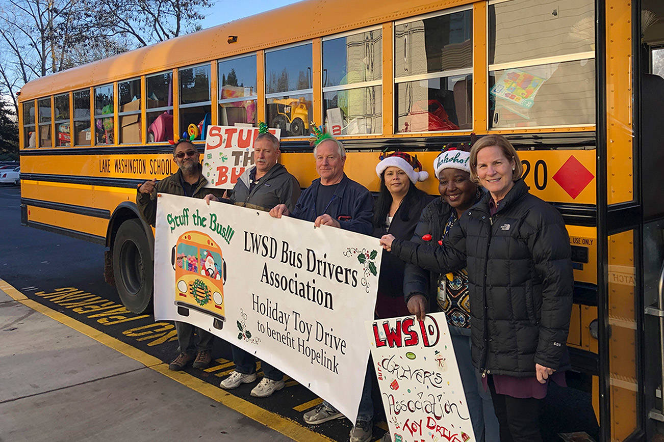 Lake Washington school bus drivers host toy drive for Hopelink