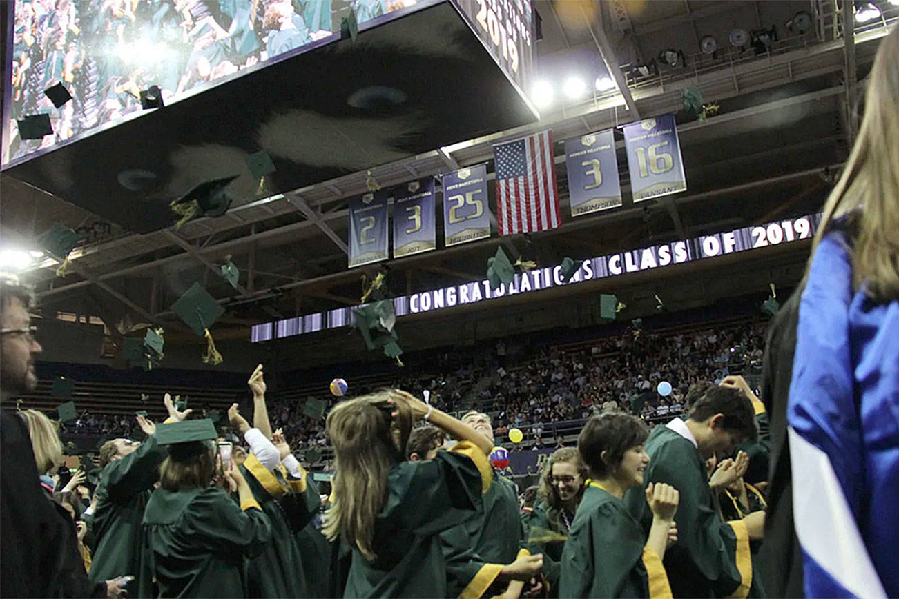 Photo courtesy of LWSD                                 Redmond High School graduated its 2019 class on June 17 at Alaska Airlines Arena.