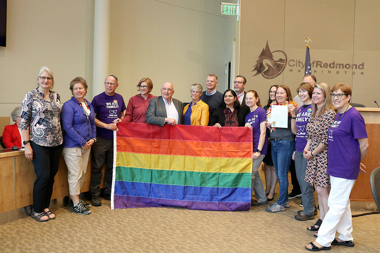 Stephanie Quiroz/staff photo                                 Redmond signed a Pride Month proclamation that was read and presented at the Council meeting on June 18.