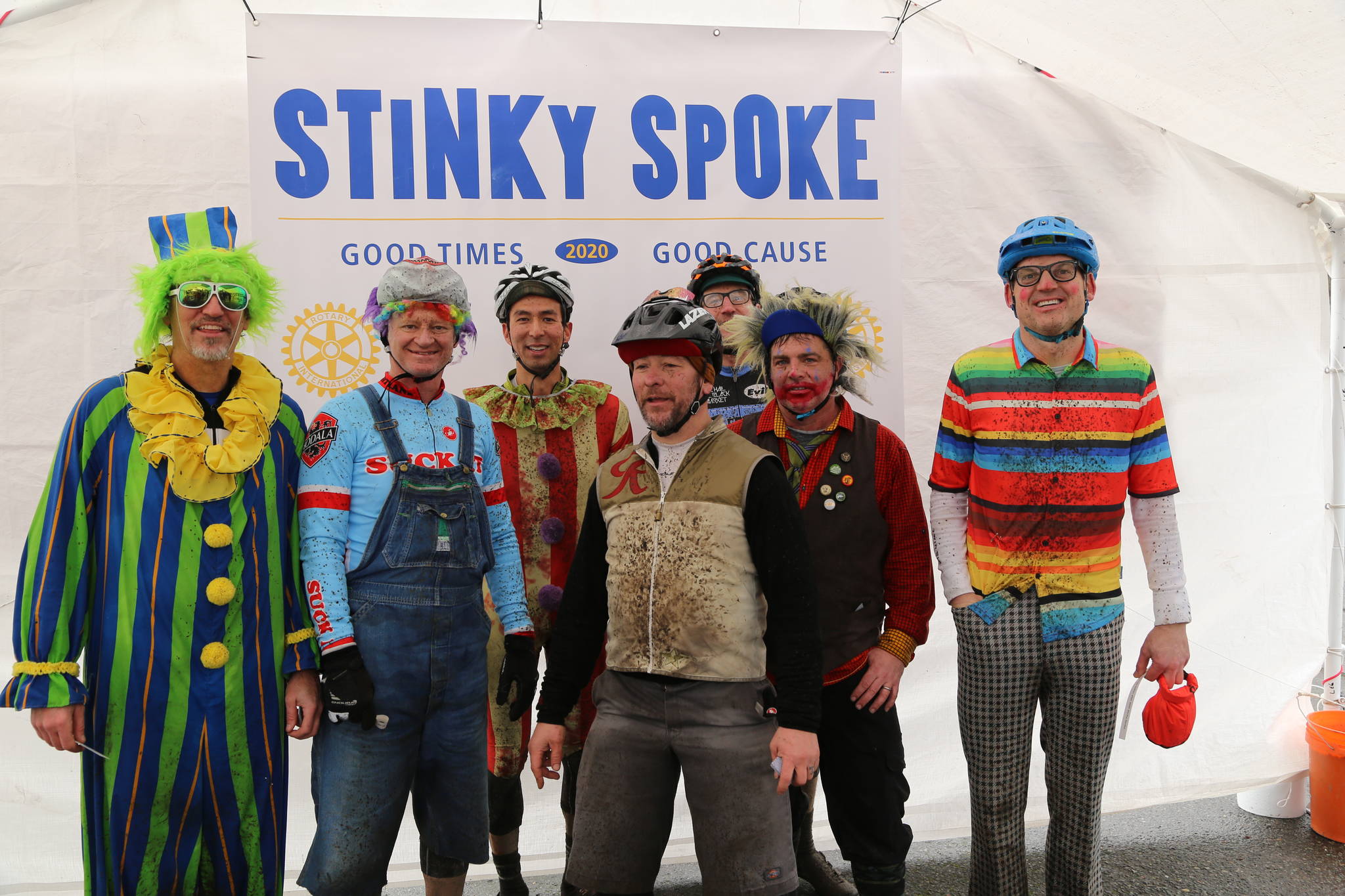 Participants get goofy following the StinkySpoke benefit ride on Jan. 25 in Redmond. Photo courtesy of Robin Ryan