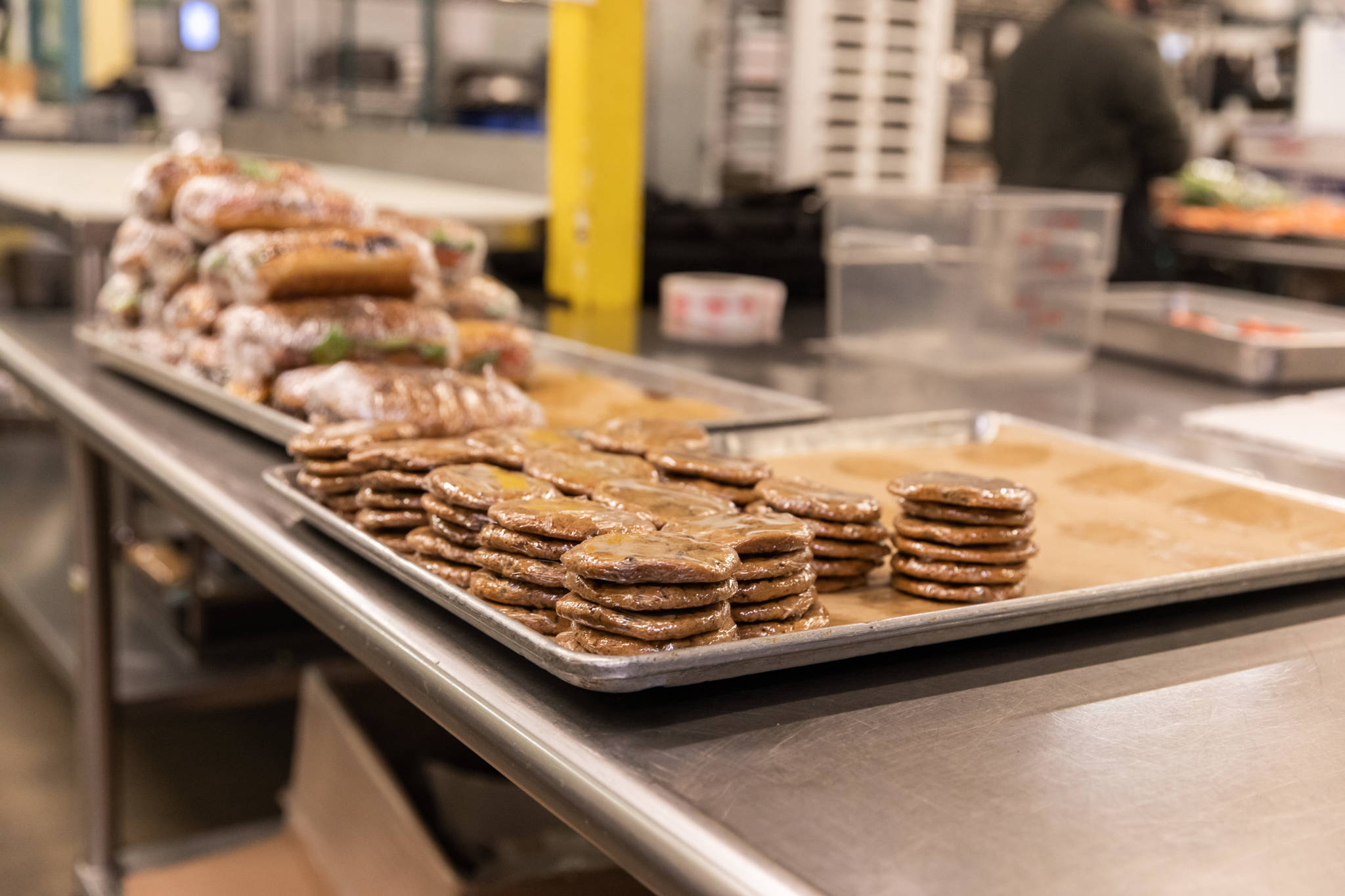 Fresh sandwiches and cookies are individually wrapped before being placed in boxes and delivered to first responders. Photo courtesy of Hannah Sheil