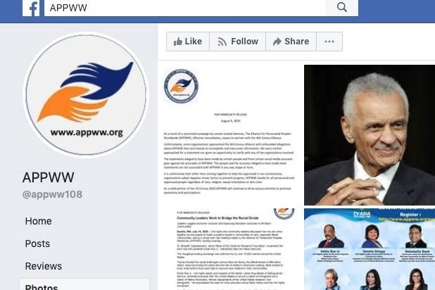 Screenshot of the Alliance for Persecuted Peoples Worldwide Facebook page.