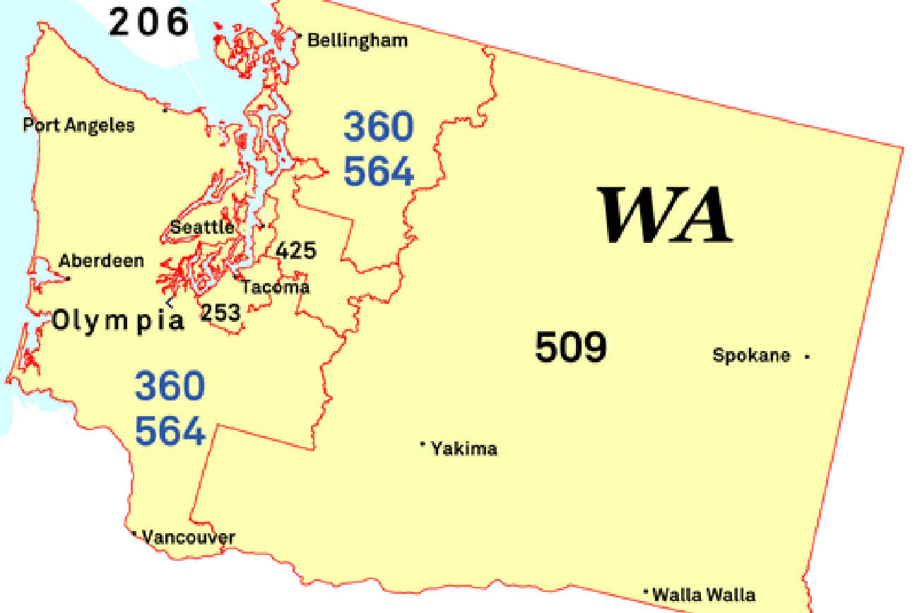 Area code map of Washington. (NANPA)