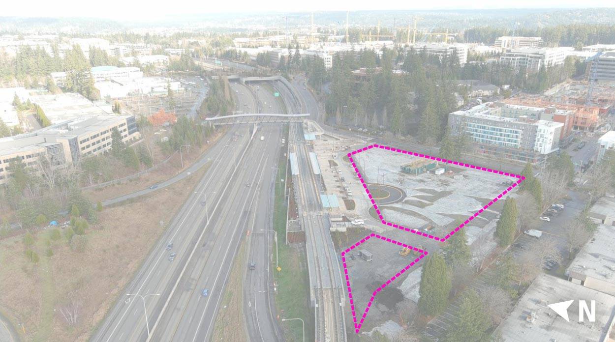 The future Overlake Village Station is at street level, adjacent to SR 520. Civil construction of the station will be complete this year. Courtesy photo, Sound Transit.