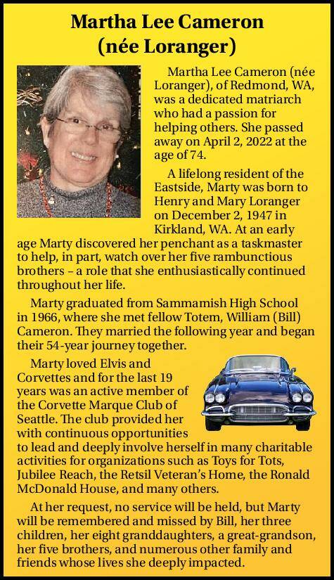 Martha Lee Cameron | Obituary