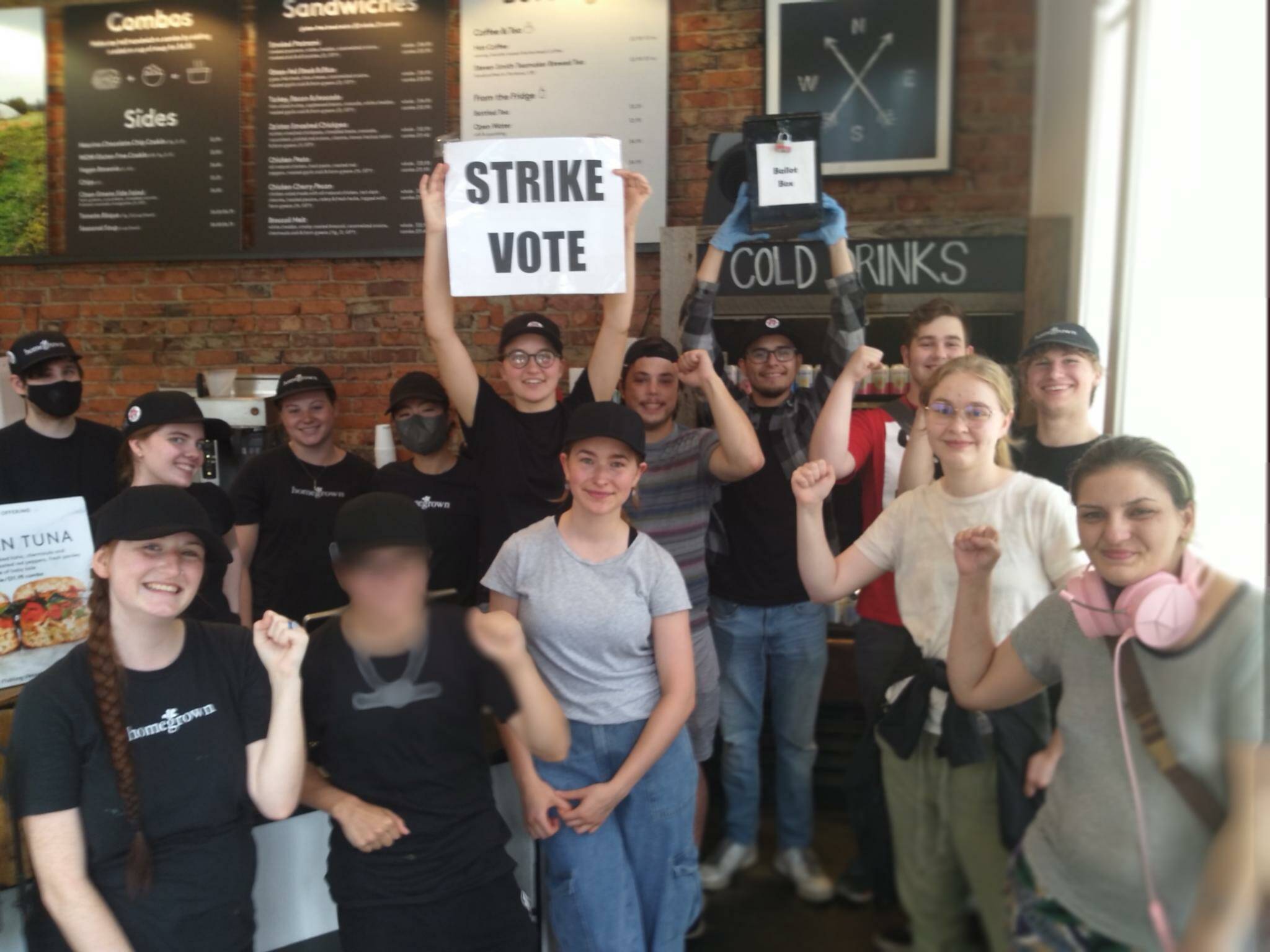 HomeGrown employees at the Redmond location unanimously voted to authorize a strike on August 19 after safety concerns remain unaddressed by management. Courtesy of OurUnionIsHomegrown Twitter.