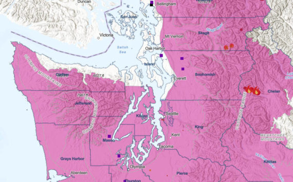 Areas colored pink are under a red flag warning for fire conditions over the Sept. 9-11 weekend. COURTESY GRAPHIC, State Department of Natural Resources