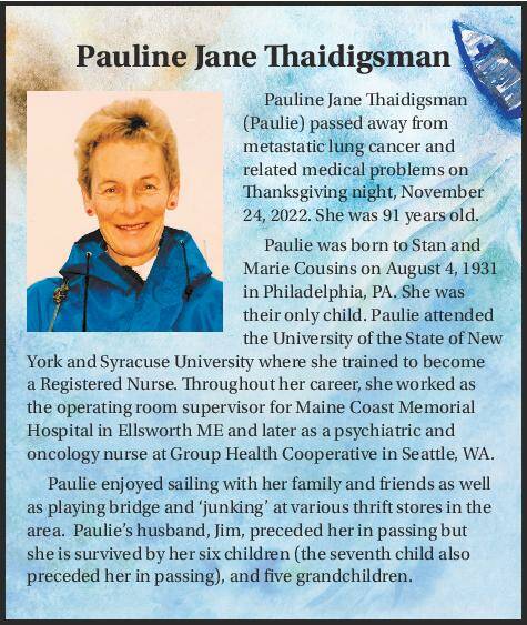 Pauline Jane Thaidigsman | Obituary