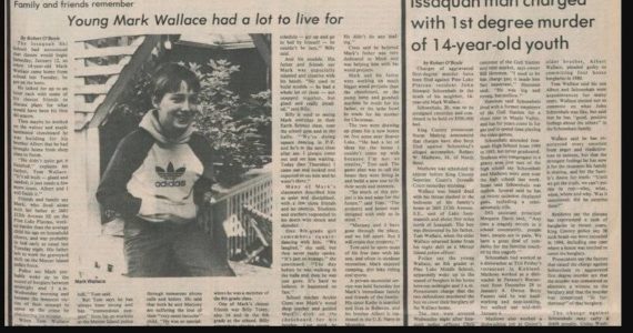 Mark Wallace was murdered by his older brother’s friend nearly 40 years ago. Here’s a screenshot from a 1985 issue of the Issaquah Press.