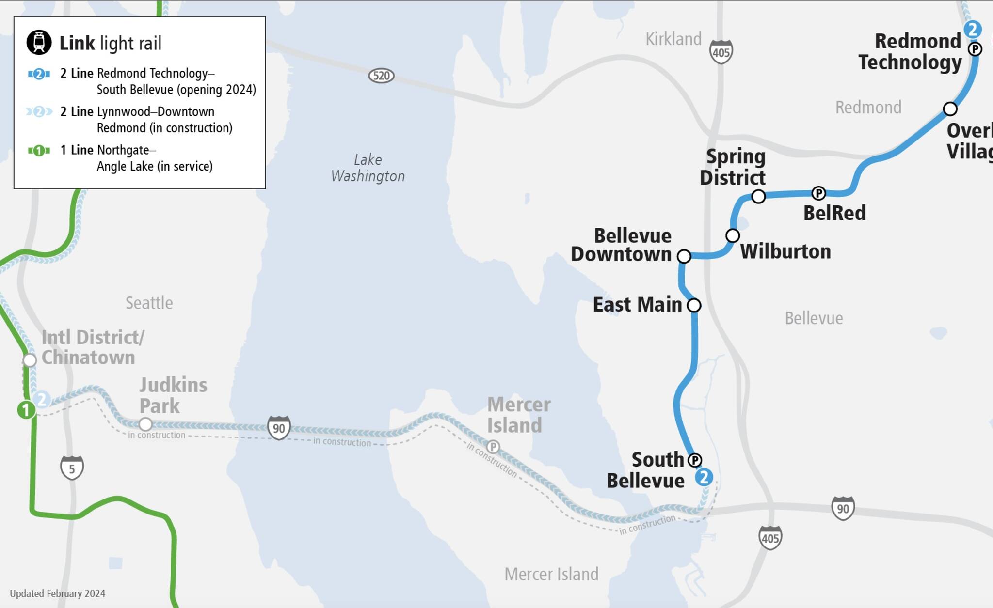 The first section of the Eastside Link to open April 27. (Sound Transit)