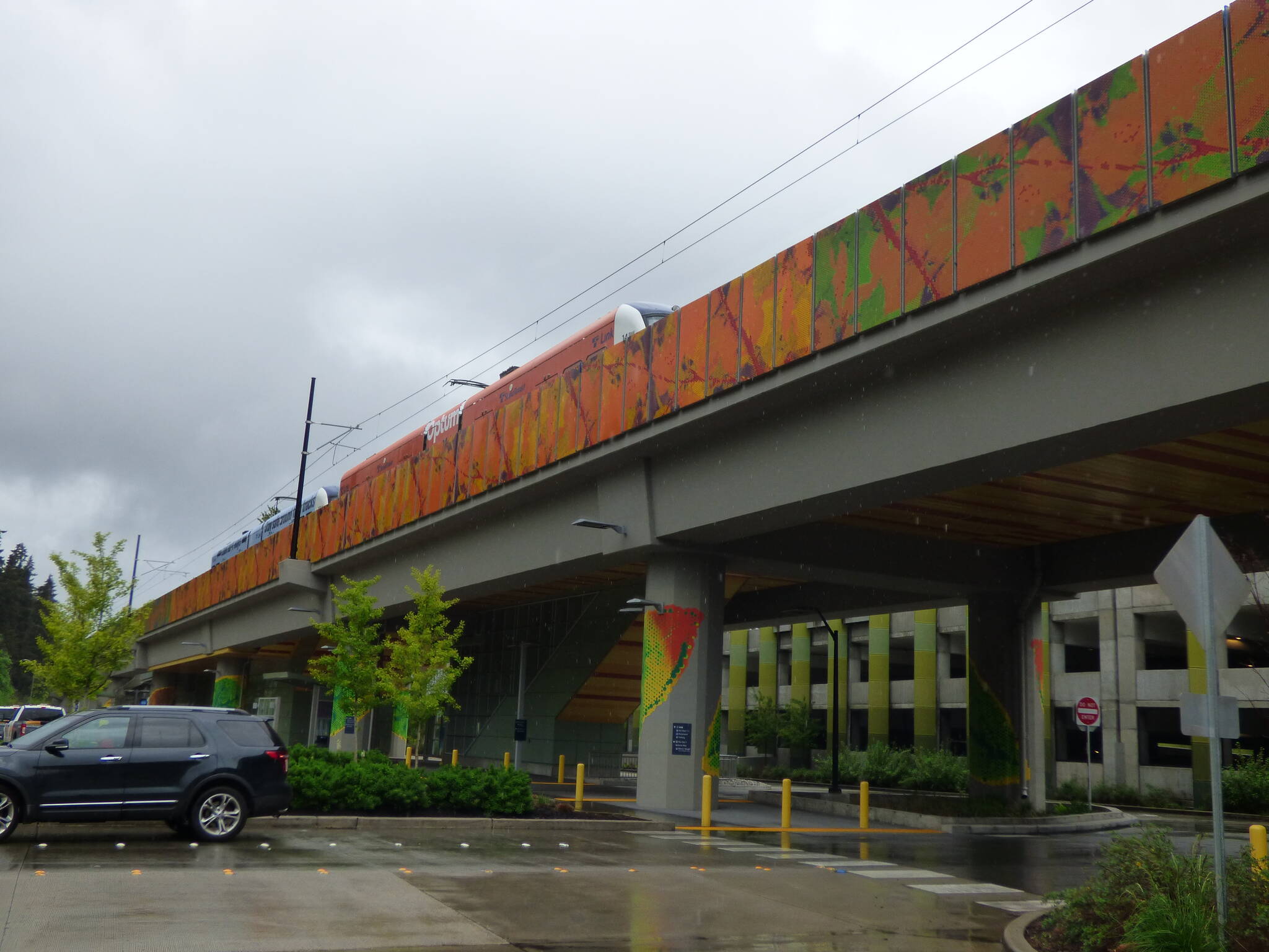 South Bellevue Station. Mural depicting the seasonal colors of the Mercer Slough by artist Vicki Scuri. (Cameron Sires/Sound Publishing)