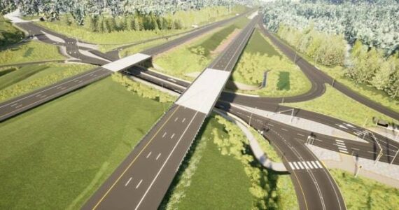 A rendering of the SR18 diverging diamond interchange upon completion. Photo courtesy of Washington State Department of Transportation