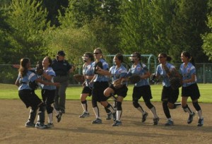 Left fielder Abby Goux