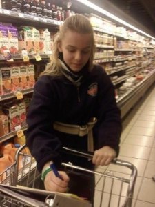 Redmond High School sophomore Jessie Follett shops for smoothie ingredients at the Metropolitan Market near Seattle Children's Hospital. This was her first shopping trip since a March 24 car accident