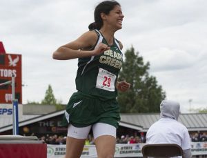 The Bear Creek School senior Maddie Magee is all smiles after clearing 5 feet