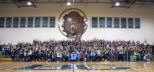 Students and staff at The Bear Creek School's Redmond campus shows off its 12th Man pride.