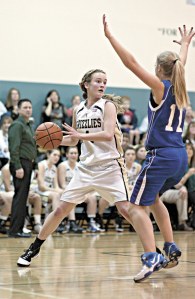 Bear Creek guard Nikki Peterson scored a career-high 25 points during the Grizzlies' 63-38 win over the Vikings in their Bi-District tournament opener on Friday night at home. Both the Bear Creek girls' and boys' teams are one win away from securing berths to the 2B state basketball tournament.