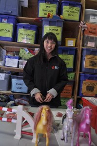 Sandi Dong in the toy room at Eastside Baby Corner.