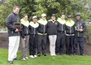 The Mustangs won their sixth straight district championship on Wednesday at Snohomish Golf Course. From left
