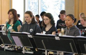A group of youths practice handbell ringing together. The Youth Handbell Conference will be held Friday and Saturday at Pine Lake Covenant Church in Sammamish and will feature the choir from Faith Lutheran Church in Redmond along with other groups from Washington and Oregon states.