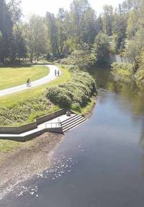 The Sammamish River flows through Redmond.