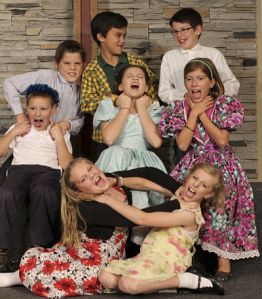 Evergreen Family Theatre's Crazy Church Kids are: back row