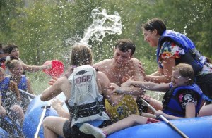 Junior high students from Overlake Christian Chruch enjoy some rafting fun at the church’s annual camping trip to Wenatchee Confluence State Park.