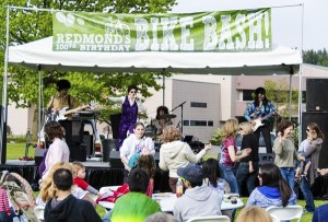 Afrodisiacs of Seattle got the party going with their high-energy music at Friday's 100th Birthday Bike Bash at City Hall.