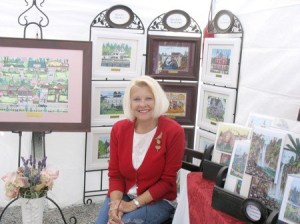 Patti Simpson Ward created the colorful 'Meeting at the Market' poster that will be used to promote this year's Redmond Saturday Market