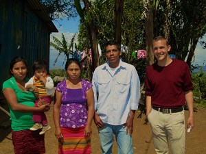 Cameron Kesinger (right) with his home-stay family in the rural community of El Porvenir while he was studying abroad in Nicaragua.
