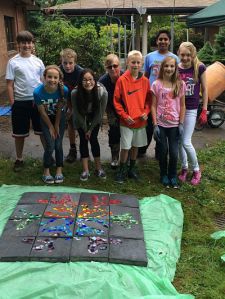 Here are some of the Sunrise Elementary students with their art piece. First row