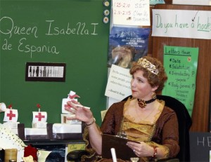 Dressed as Queen Isabella I of Spain