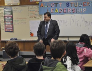 Redmond Mayor John Marchione at Louisa May Alcott Elementary School.