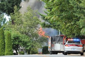 Redmond fire and police units respond to Friday's fire on 172nd Avenue Northeast.