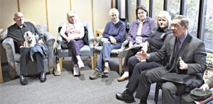 Redmond Police Chief Ron Gibson (right) spoke at the Redmond Senior Center's First Friday Coffee Chat on Jan. 7. Gibson was hired in June