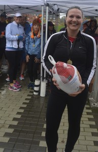 People won Thanksgiving turkeys at the 5th Annual Redmond Poultry Predictor 5K last Saturday on the Redmond Central Connector. Runners guessed their times before the race and the top five runners with the closest times in the Predictor division won turkeys.