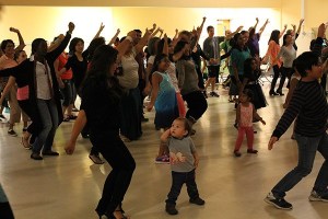 World Dance Party Eastside attendees learn a Bollywood dance.