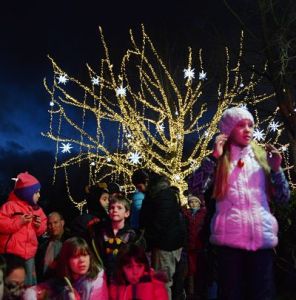 Children enjoy the Redmond Lights event on Saturday night on the City Hall campus.