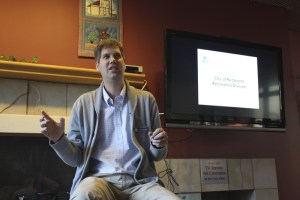 City of Redmond recreation assistant manager Mark Hickok spoke at the Redmond Senior Center as part of the First Friday Coffee Chat series.