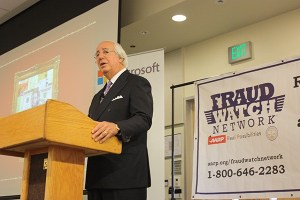 Frank Abagnale speaks at the AARP Fraud Watch Network event on Wednesday at Microsoft Corp.