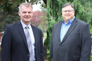 Challenger Steve Fields (left) and Mayor John Marchione will debate on Wednesday at Emerald Heights.