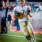 Redmond High&rsquo;s Joel Hargin scores a touchdown during an earlier-season game. Courtesy of Marc La Pierre