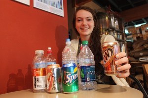 Kelley Koeppen hopes people can soon get 5 cents for each empty water and pop bottle and can they return to designated redemption centers.