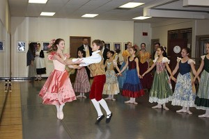 Masha Gringauze (left) rehearses with fellow dancer Danil  Zinovyev for her upcoming role as Little Clara in 'The Nutcracker.'