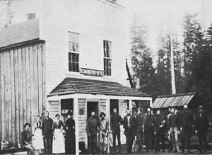 Redmond residents stand in front of the old post office